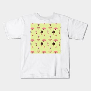 Cottage Mushrooms - chartreuse Kids T-Shirt